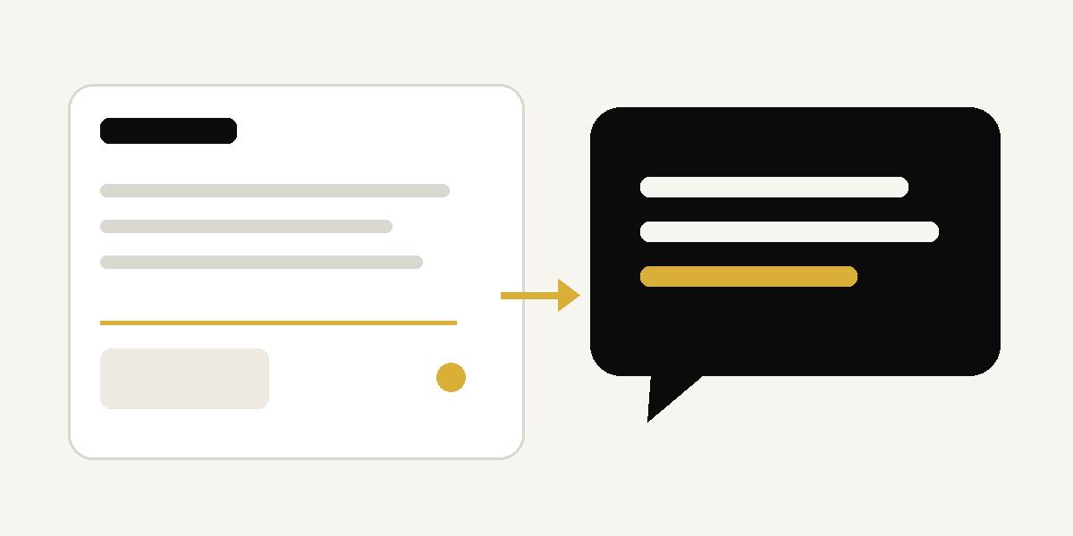 Illustration of a household bill and a message to the provider about its payment date.