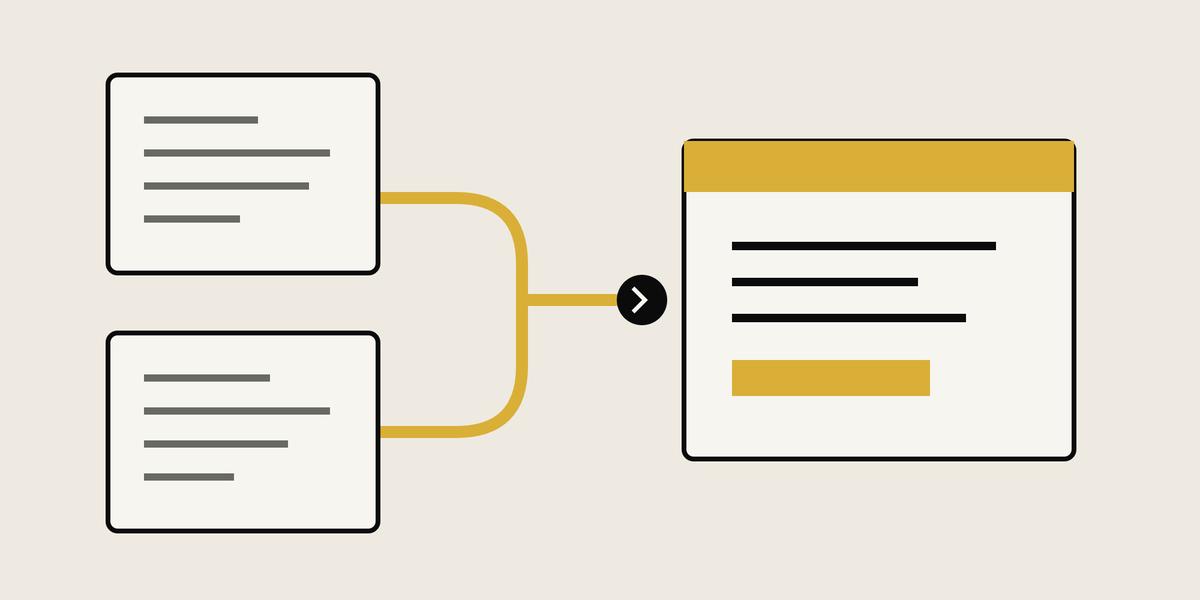 Two original flat document cards converge into one selected gold card, illustrating that Express Entry compares two scoring paths and uses the higher result.