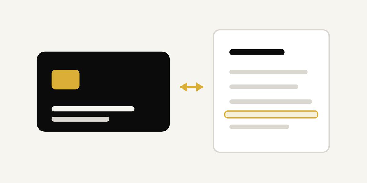 A payment card and a line-of-credit agreement shown side by side for comparison.